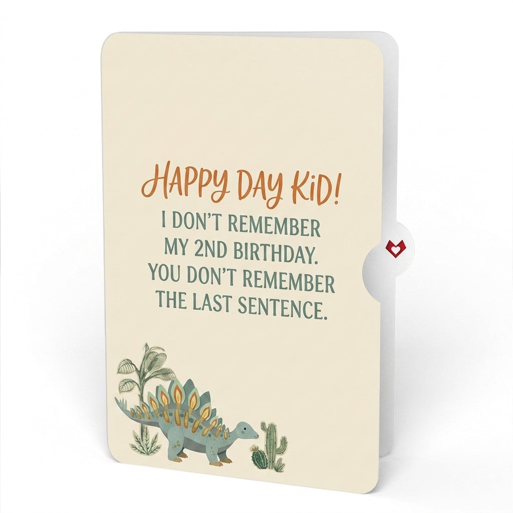 Stegosaurus Birthday Pop-Up Card and Last Sentence Forgotten Sentiment Set for Kid