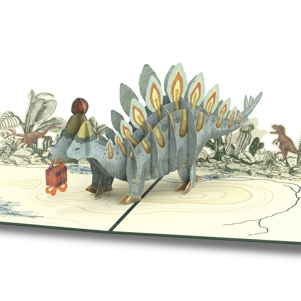 Stegosaurus 3rd Birthday Pop-Up Card and Sentiment Set