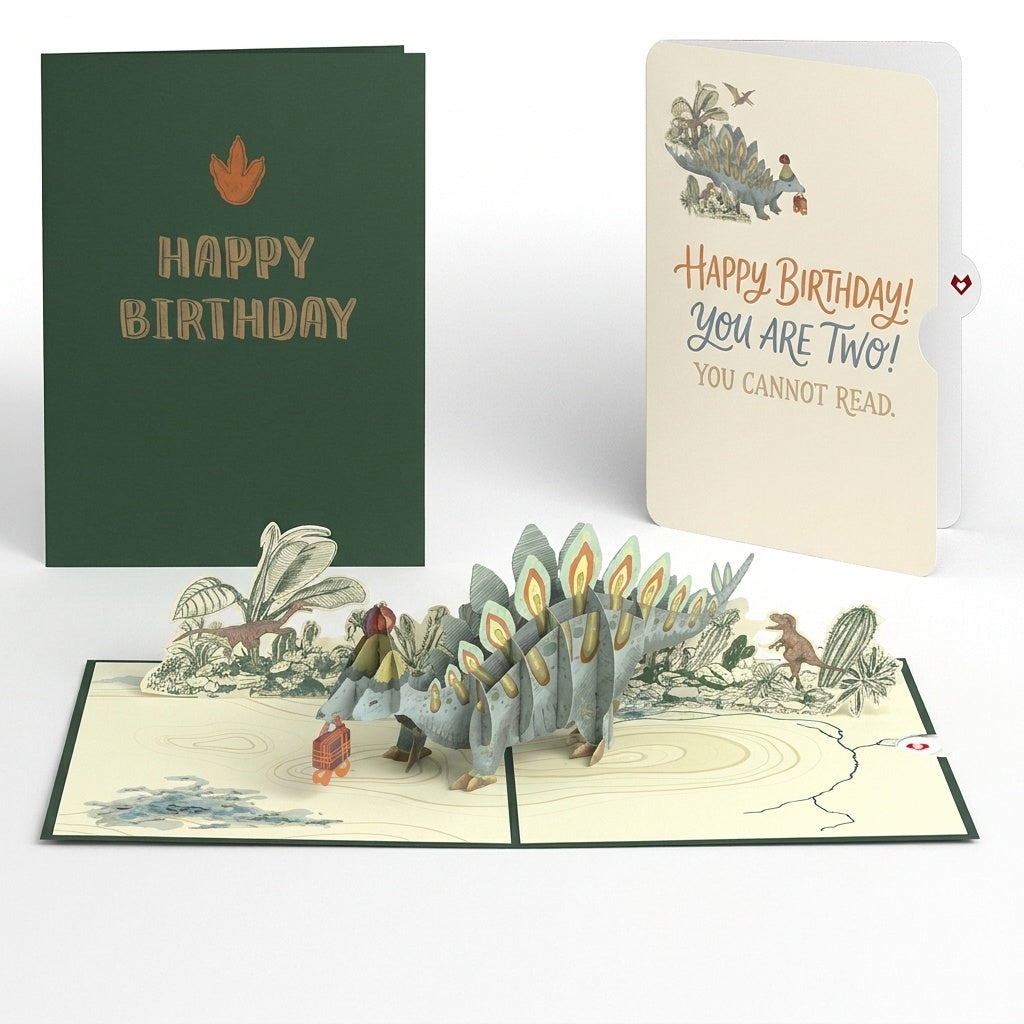 Stegosaurus 2nd Birthday Pop-Up Card and Sentiment Set