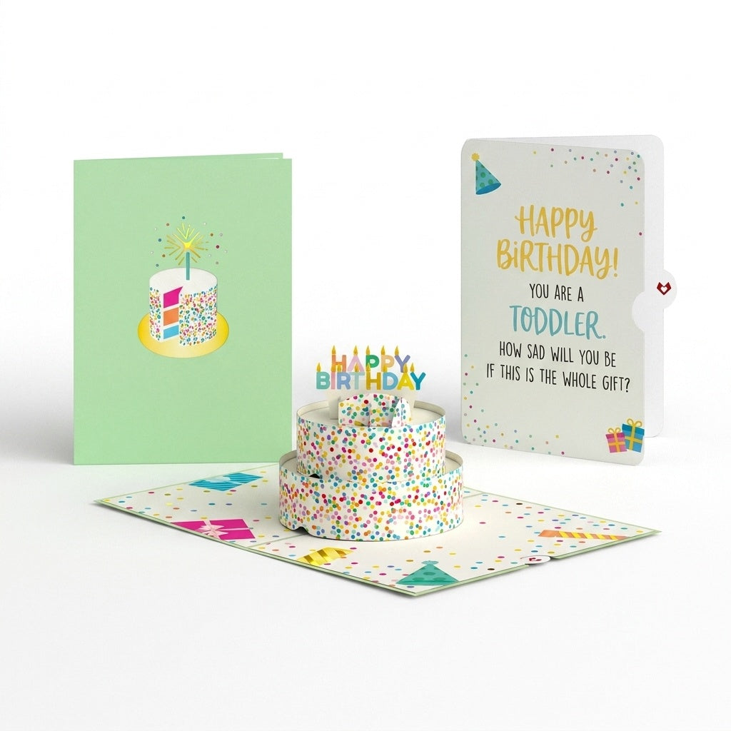 Sprinkles Birthday Cake Pop-Up Card and Sad Toddler Sentiment Set