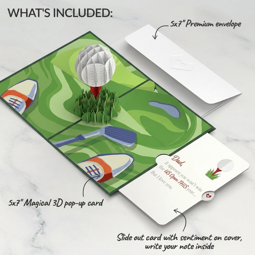 Hole in One Father's Day Pop-Up Card and Golf US Open Sentiment Set for Dad