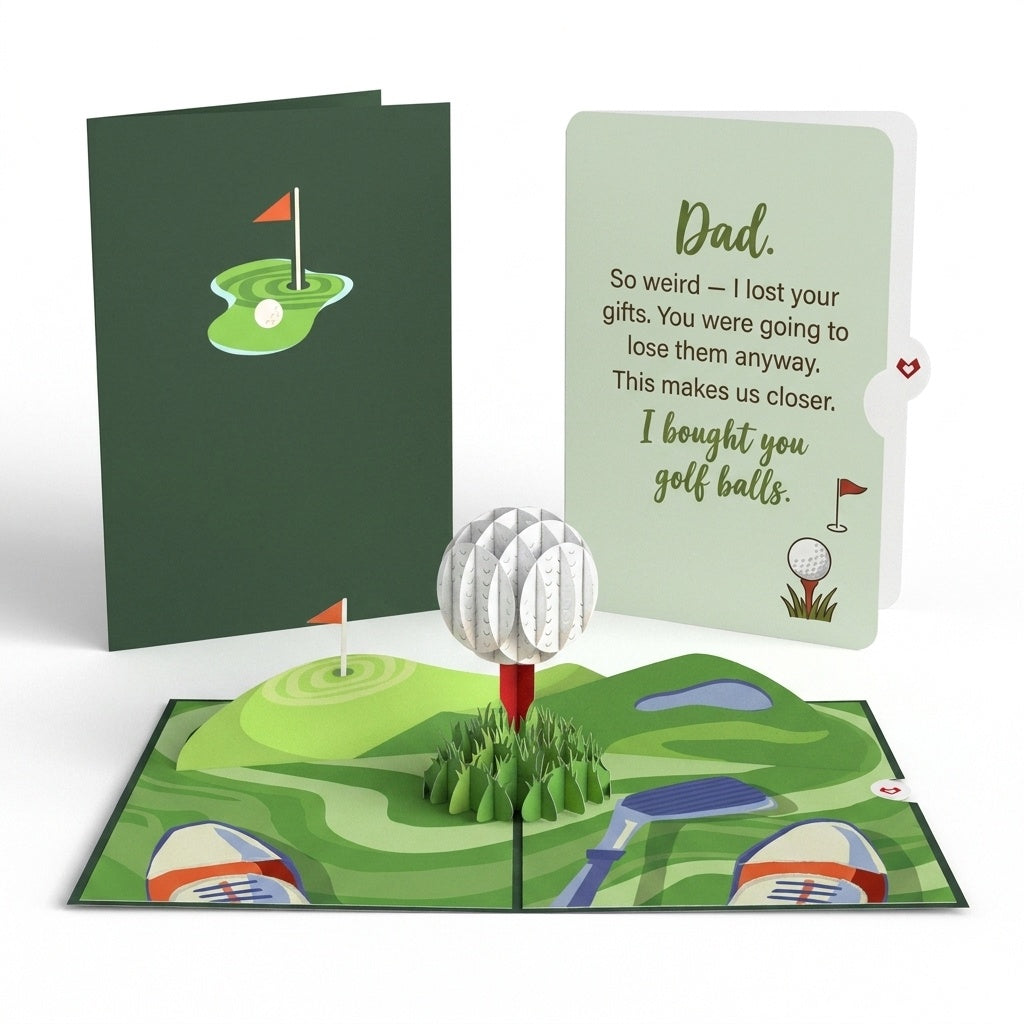 Hole in One Father's Day Pop-Up Card and Golf Balls Gift Sentiment Set for Dad