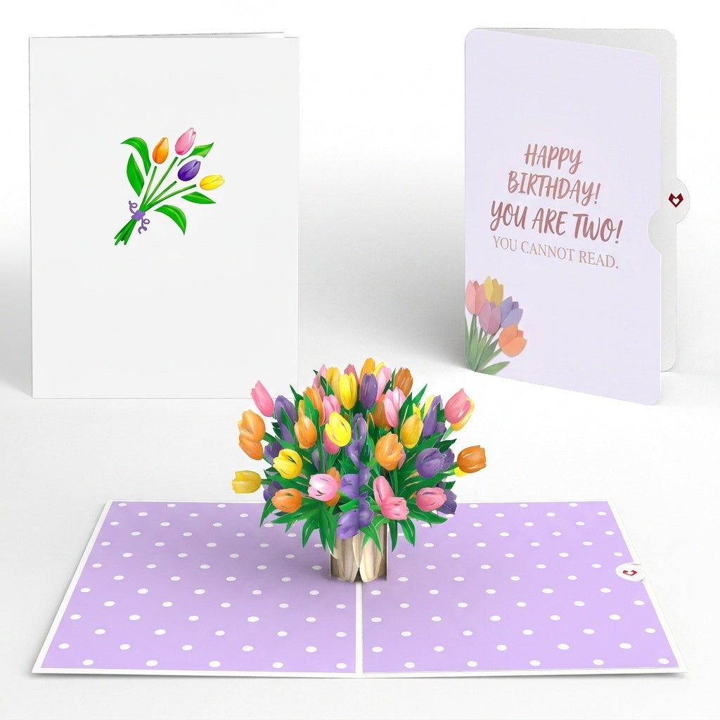 Timeless Tulips 2nd Birthday Pop-Up Card and Floral Cannot Read Sentiment Set