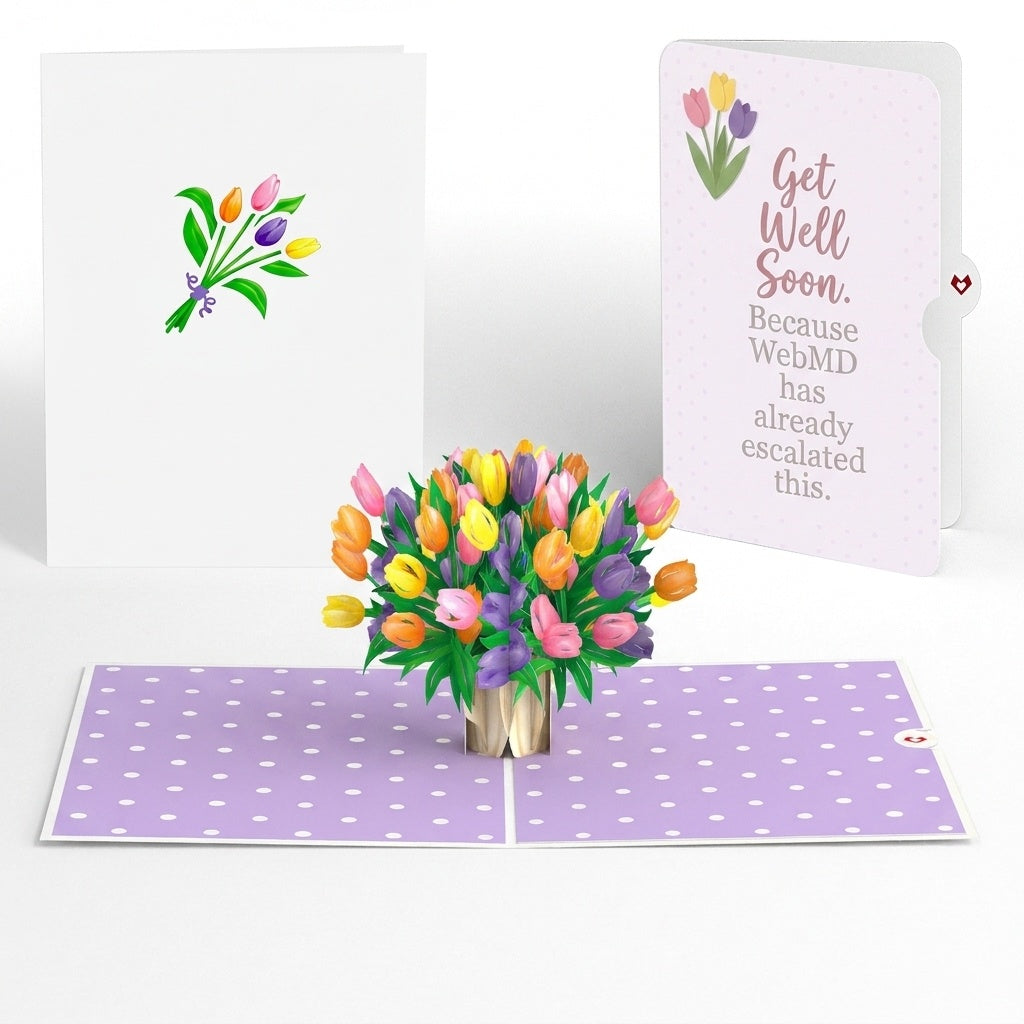 Timeless Tulips Get Well Pop-Up Card and WebMD Escalated Sentiment Set