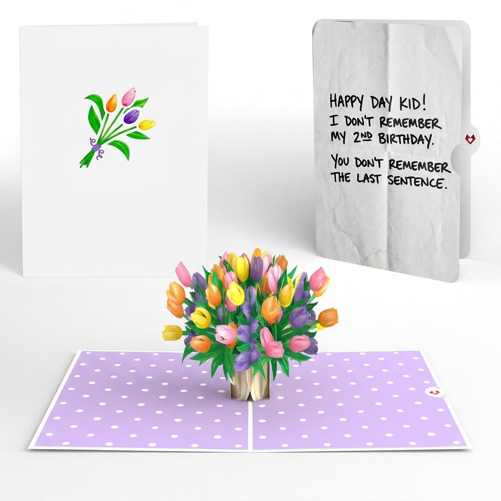 Timeless Tulips 2nd Birthday Pop-Up Card and Memory Gap Sentiment Set for Kid
