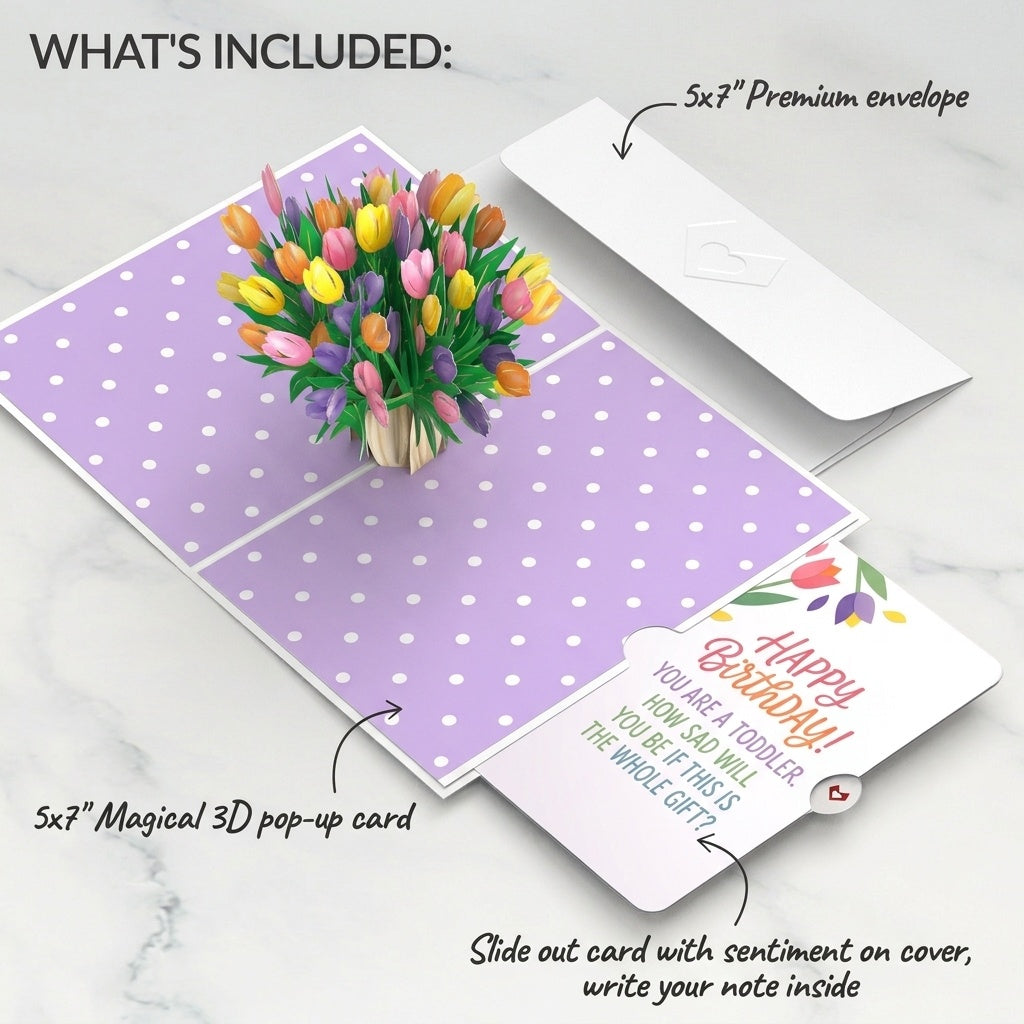 Timeless Tulips Birthday Pop-Up Card and Floral Whole Gift Sentiment Set