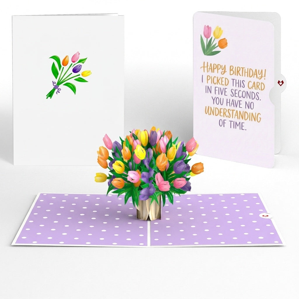 Timeless Tulips Birthday Pop-Up Card and Picked Five Seconds Sentiment Set