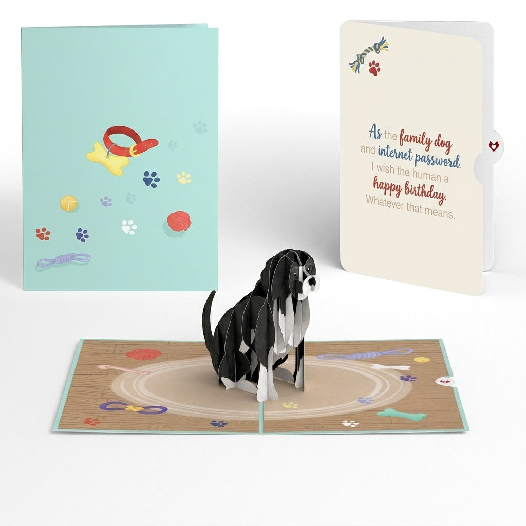 Playful Dog Birthday Pop-Up Card and Family Dog Sentiment Set