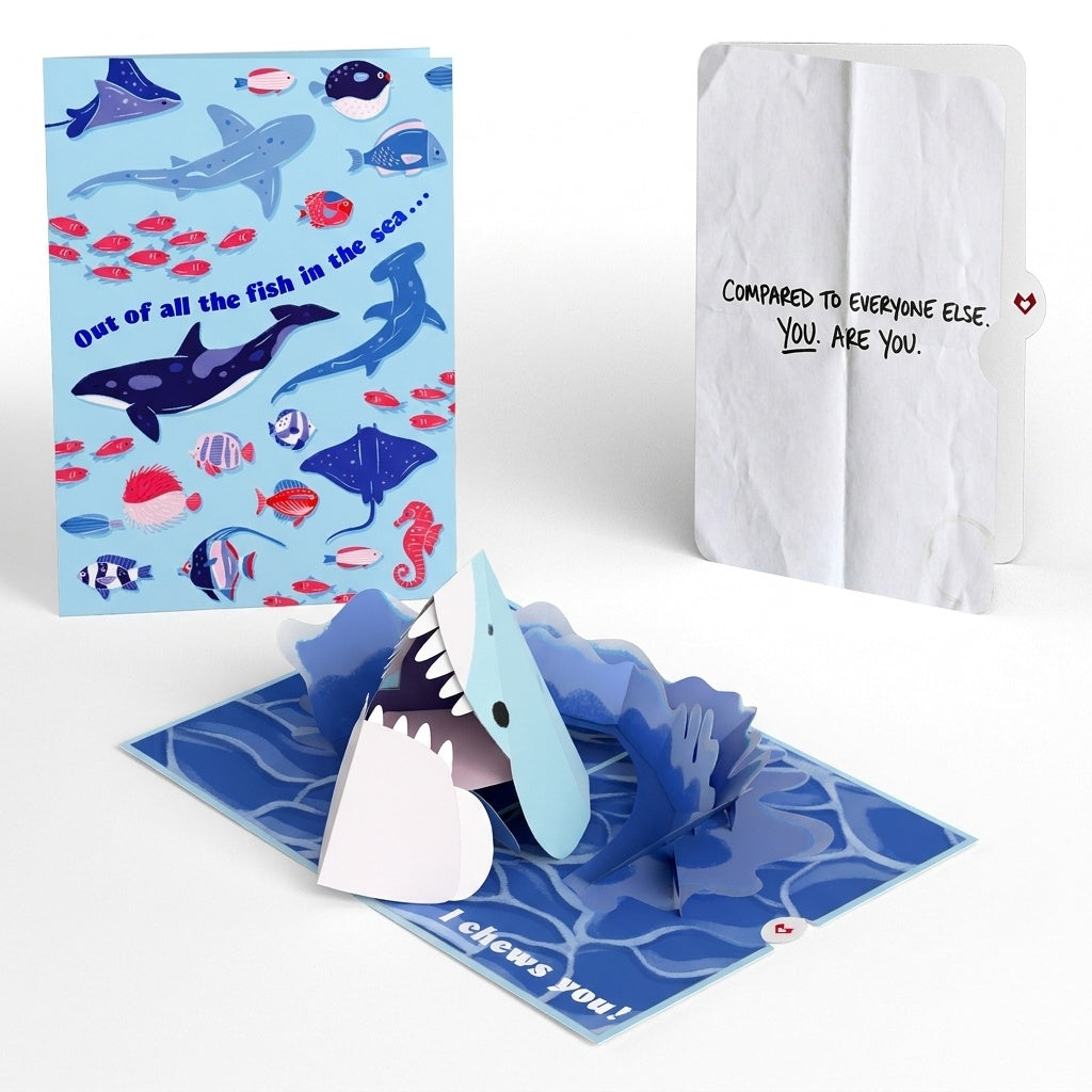 I Chews You Shark Encouragement Pop-Up Card and Unique You Sentiment Set