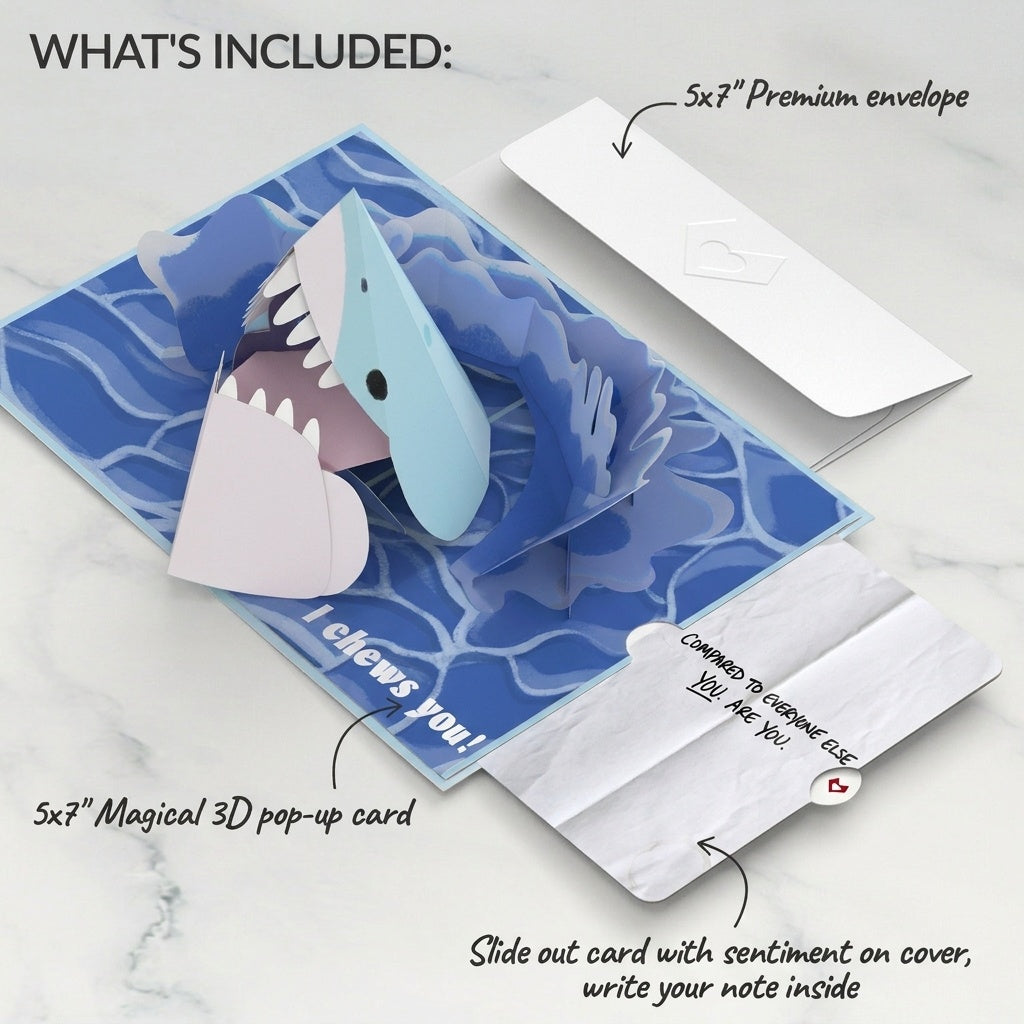 I Chews You Shark Encouragement Pop-Up Card and Unique You Sentiment Set