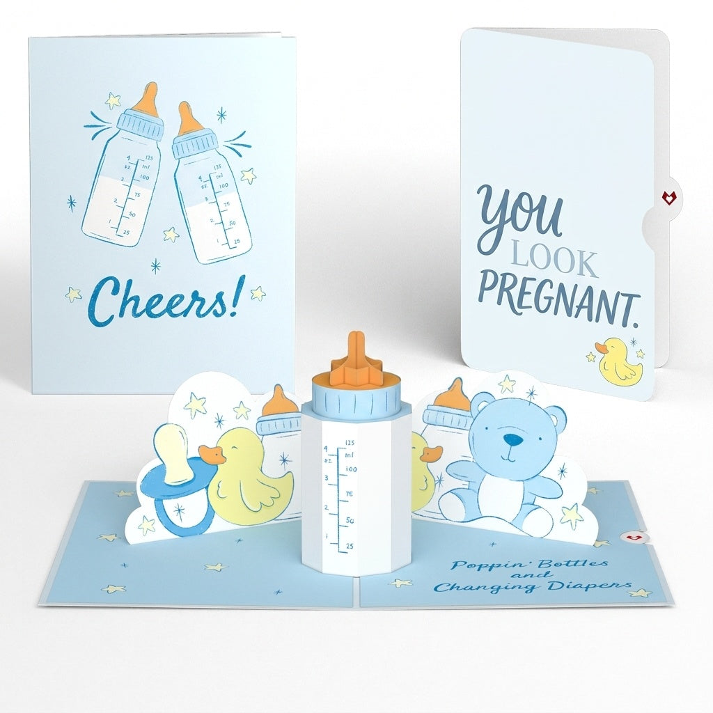 Poppin' Bottles and Changing Diapers New Baby Pregnancy Pop-Up Card and Sentiment Set
