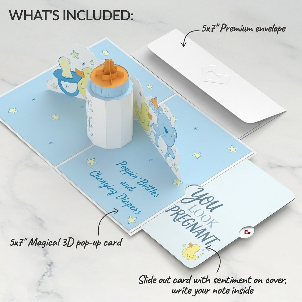 Poppin' Bottles and Changing Diapers New Baby Pregnancy Pop-Up Card and Sentiment Set