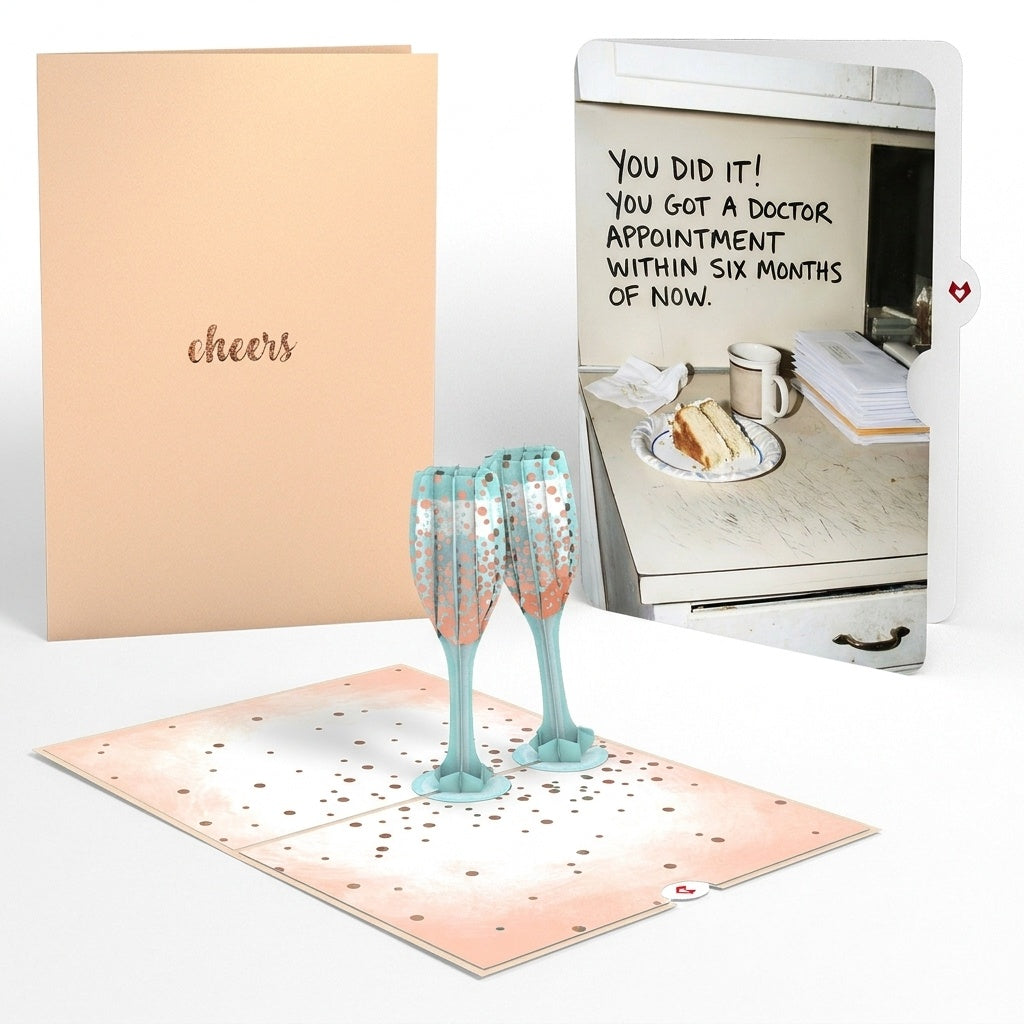 Champagne Toast Get Well Pop-Up Card and Sentiment Set