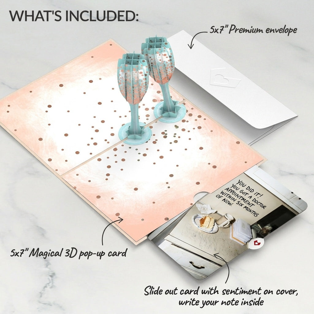 Champagne Toast Get Well Pop-Up Card and Sentiment Set