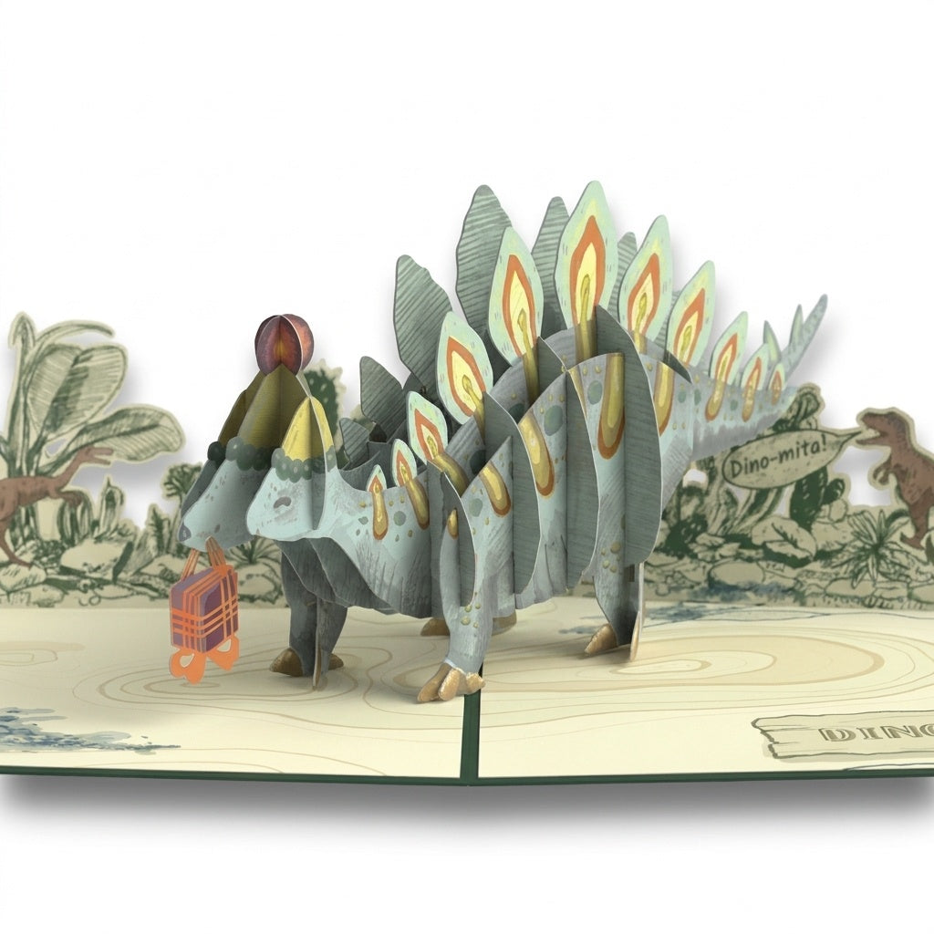 Happy 3rd Birthday Stegosaurus Pop-Up Card and Dinosaur Cannot Read Sentiment Set