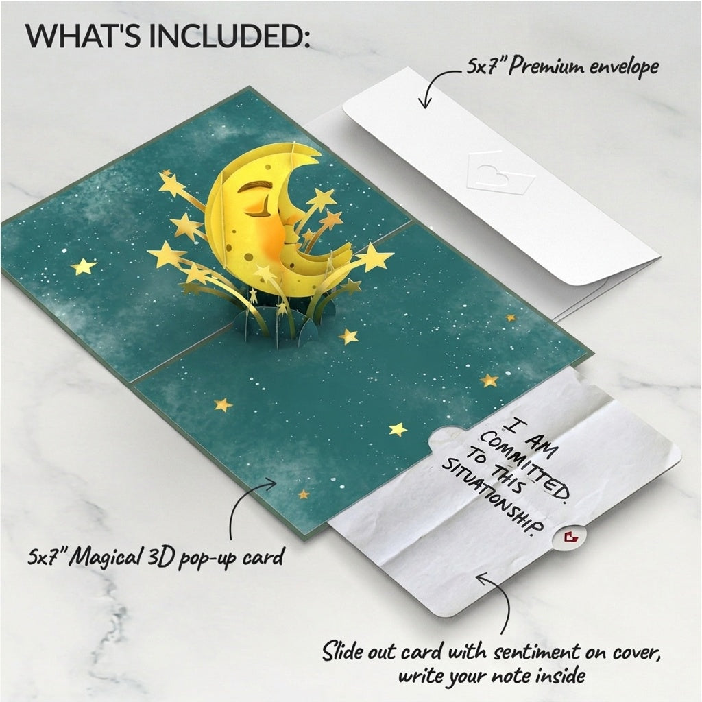 Love You to the Moon and Back Love Pop-Up Card and Situationship Committed Sentiment Set