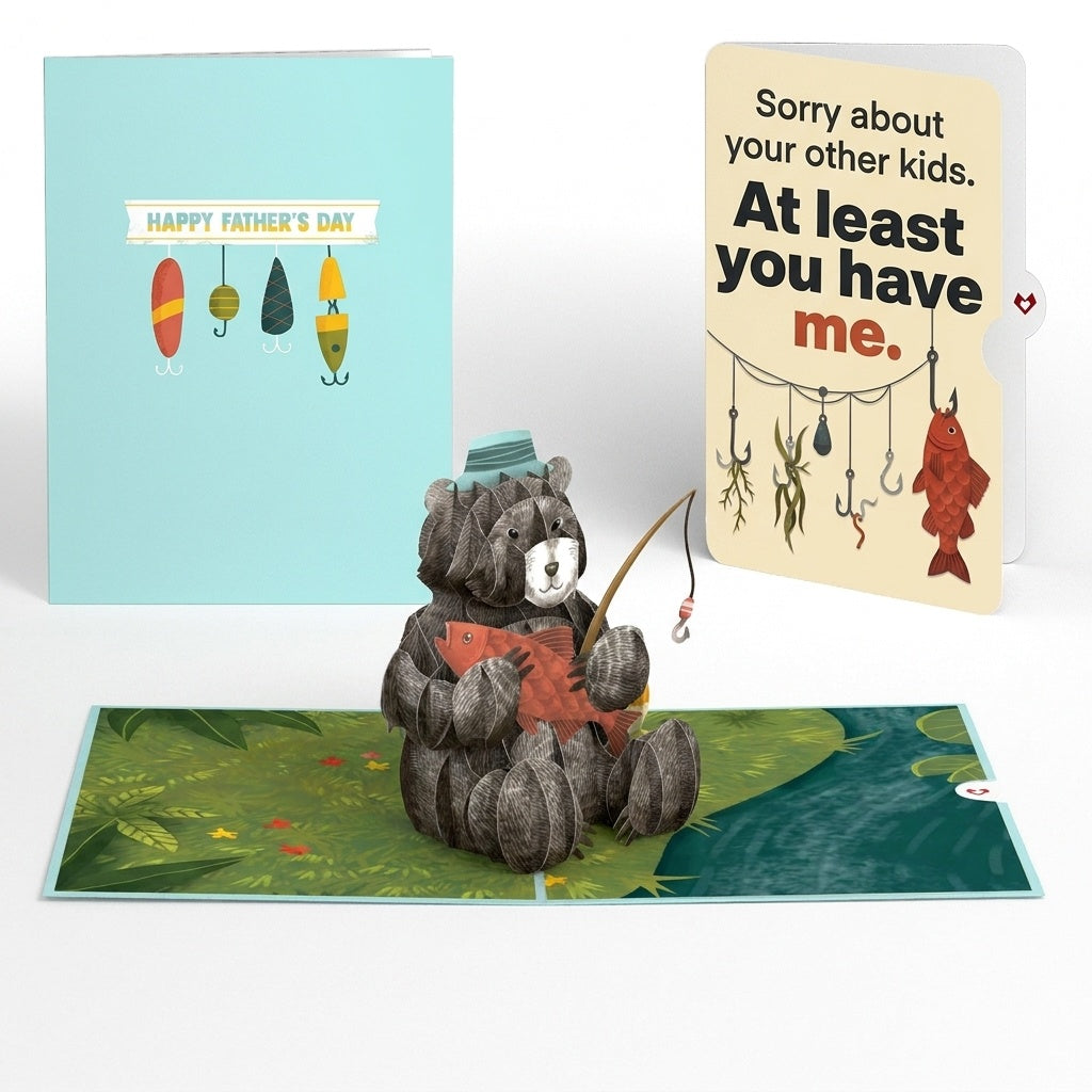 Father's Day Fishing Bear Pop-Up Card and Sentiment Set