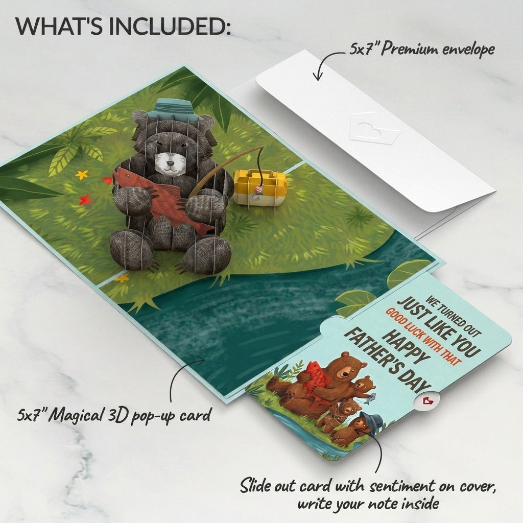 Father's Day Fishing Bear Pop-Up Card and Bear Cubs Sentiment Set