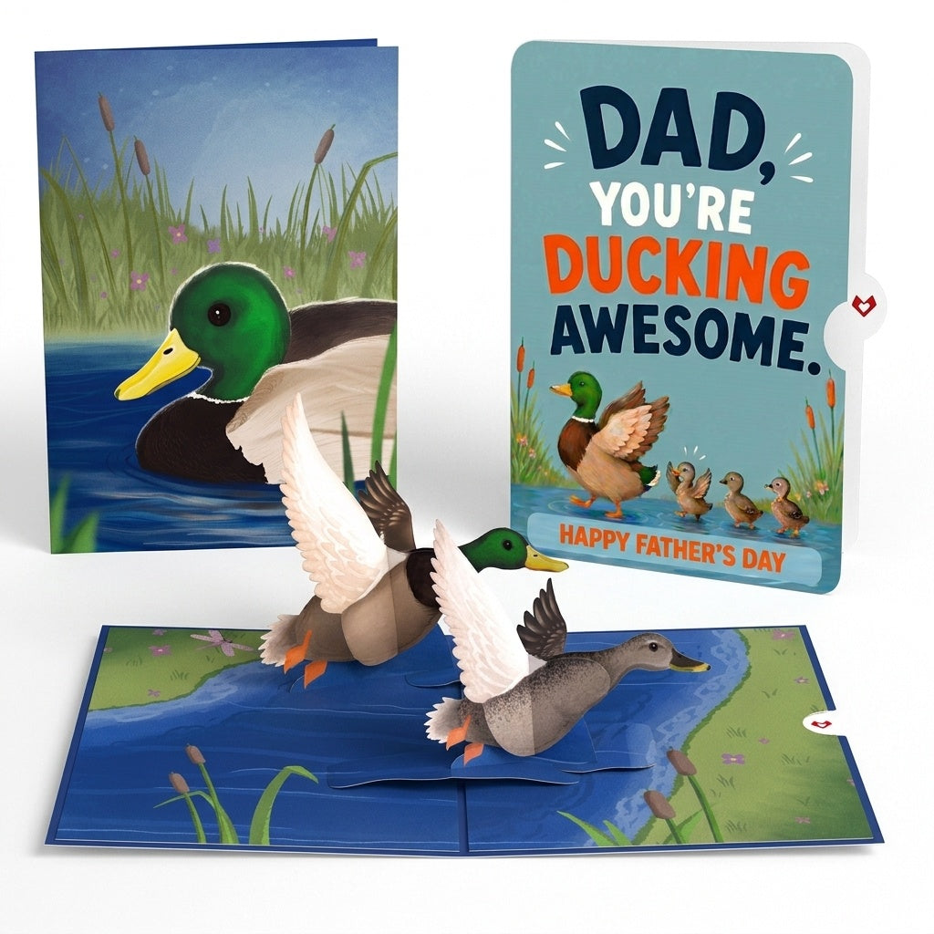 Pondside Mallard Ducks Father's Day Pop-Up Card and Sentiment Set for Dad