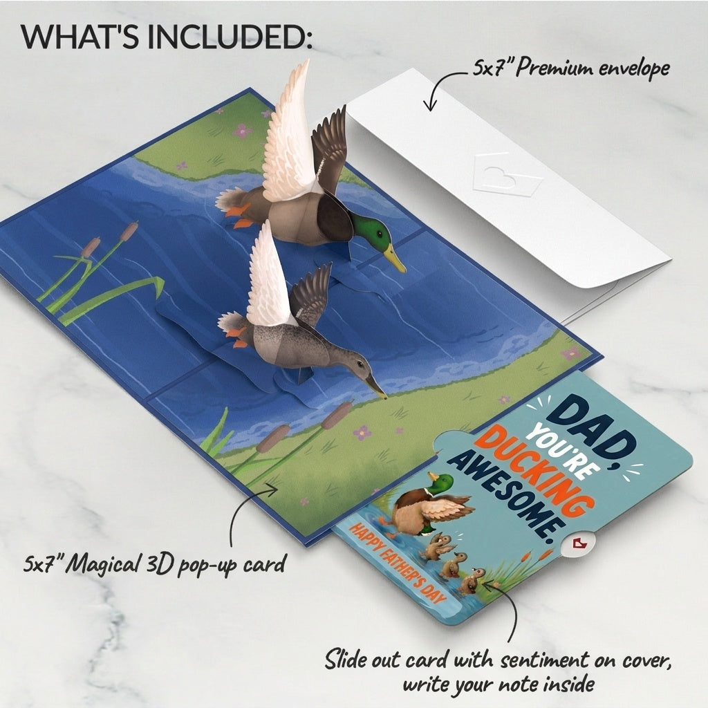 Pondside Mallard Ducks Father's Day Pop-Up Card and Sentiment Set for Dad