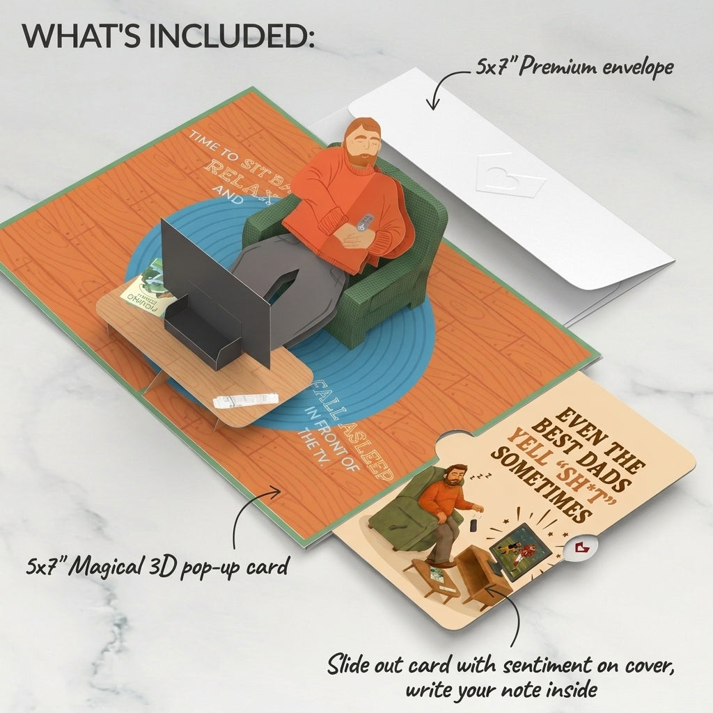 Sit Back & Relax Father's Day Pop-Up Card and Napping Dad Sentiment Set