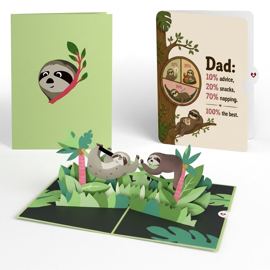 Tree Top Sloths Father's Day Pop-Up Card and Sentiment Set for Dad
