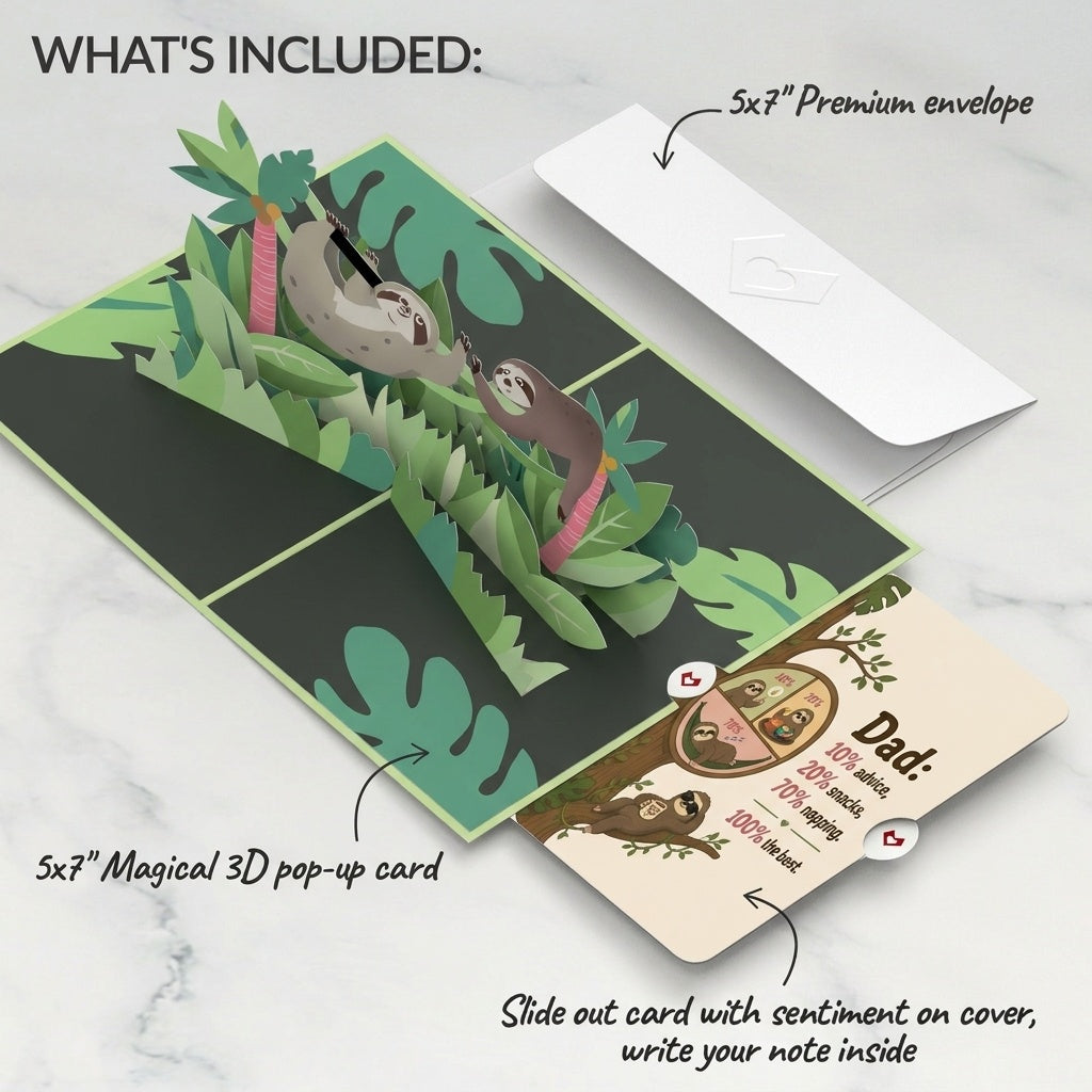 Tree Top Sloths Father's Day Pop-Up Card and Sentiment Set for Dad