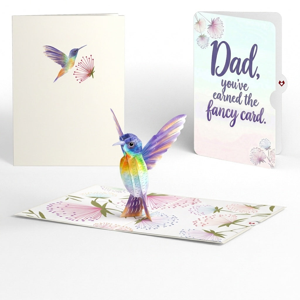 Vibrant Hummingbird Father's Day Pop-Up Card and Sentiment Set for Dad