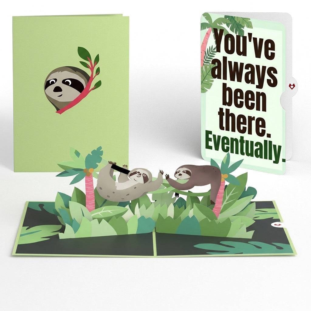 Tree Top Sloths Pop-Up Card and Eventual Arrival Sentiment Set