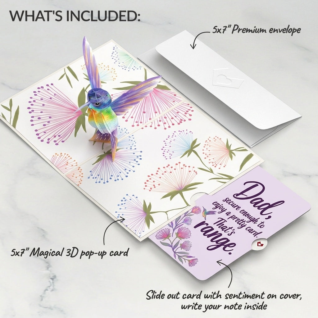 Vibrant Hummingbird Father's Day Pop-Up Card and That's Range Sentiment Set for Dad