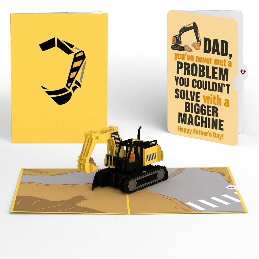 Excavator Father's Day Pop-Up Card and Sentiment Set for Dad