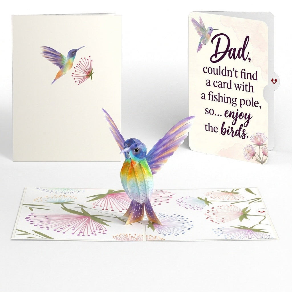 Vibrant Hummingbird Father's Day Pop-Up Card and Enjoy The Birds Sentiment Set for Dad
