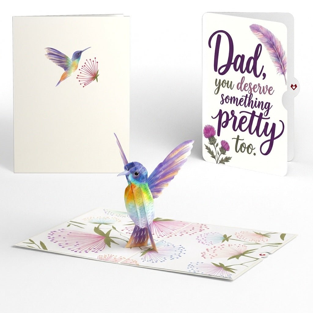 Vibrant Hummingbird Father's Day Pop-Up Card and Pretty Thistle Sentiment Set for Dad