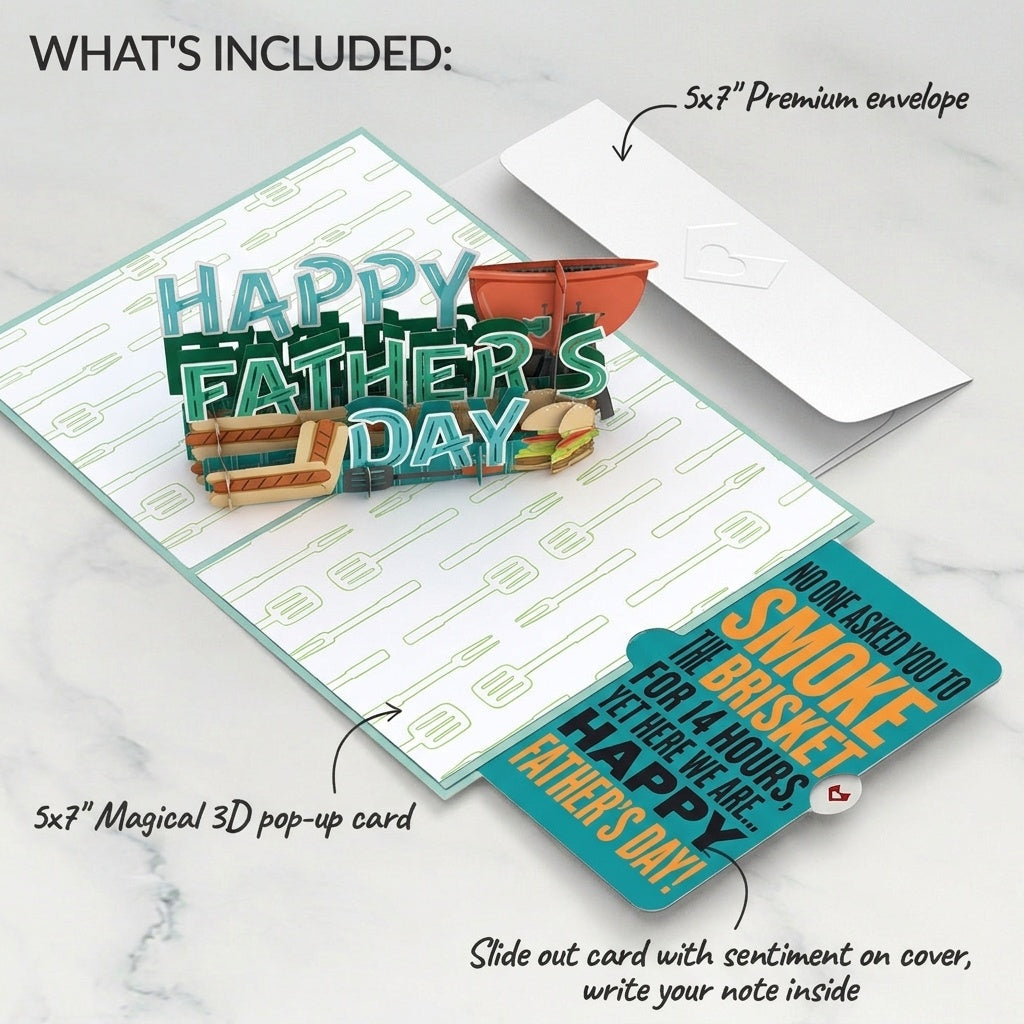Best Flippin' Dad Father's Day Pop-Up Card and Smoked Brisket Sentiment Set for Dad