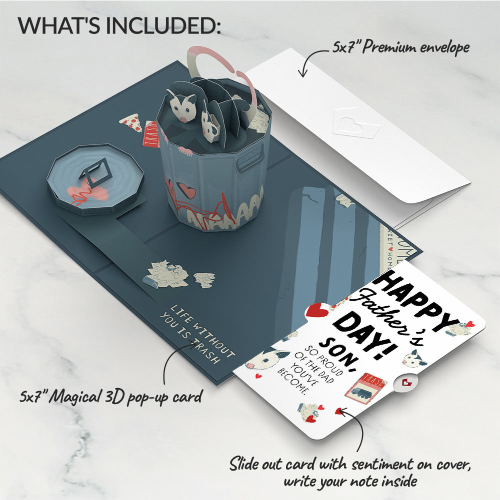 Life Without You Is Trash Possums Father's Day Pop-Up Card and Sentiment Set for Son