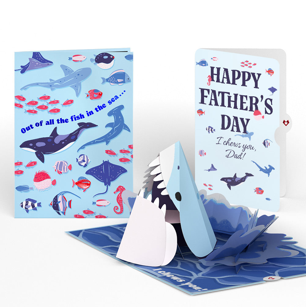 I Chews You Shark Father's Day Pop-Up Card and Ocean Animals Sentiment Set for Dad