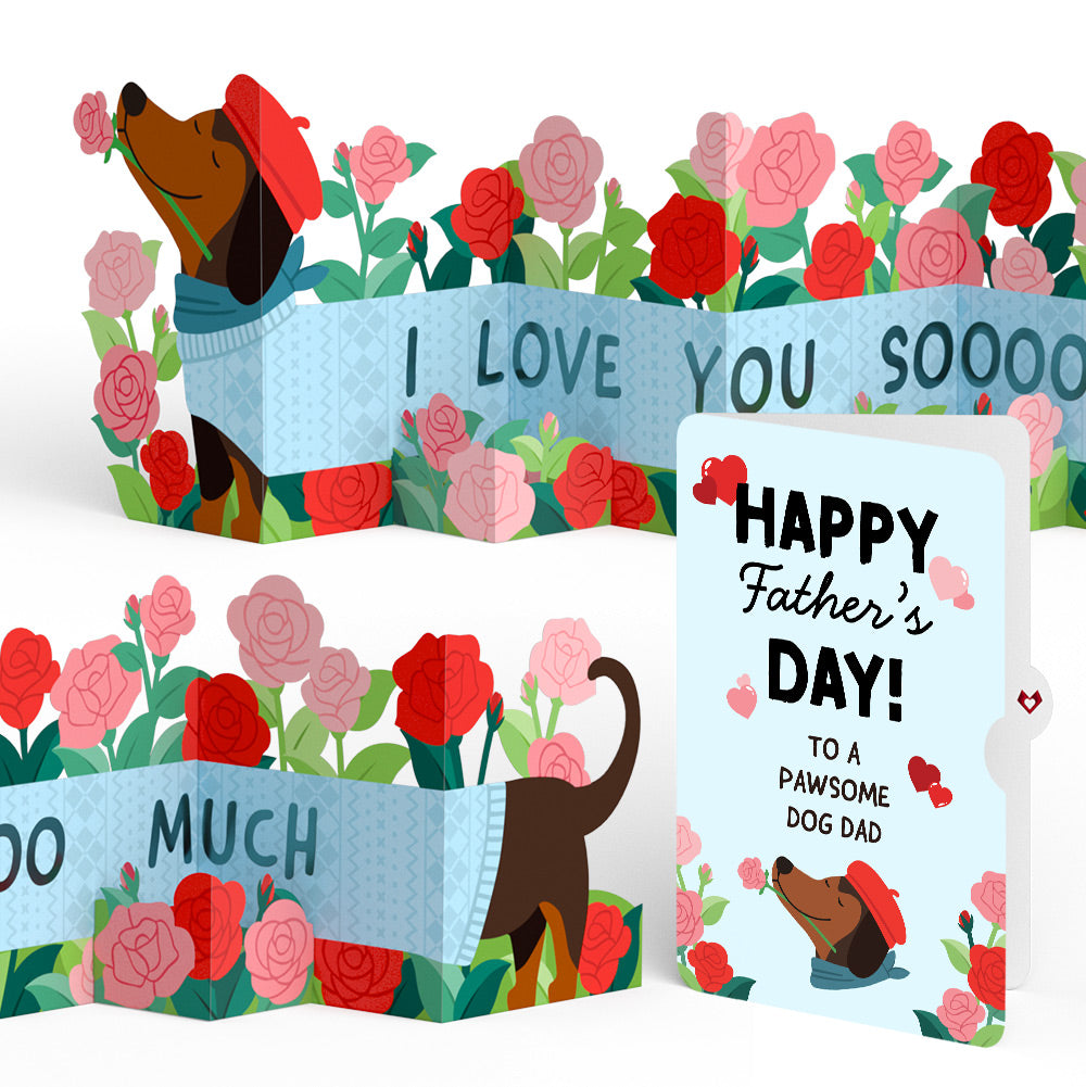 Love You So Much Dog Father's Day Loooooong Card™ (Expands to 2 feet) and Dachshund Pawsome Sentiment Set