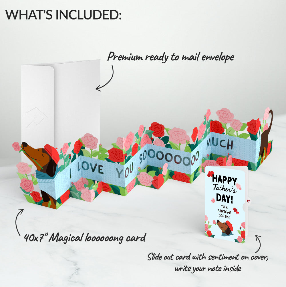Love You So Much Dog Father's Day Loooooong Card™ (Expands to 2 feet) and Dachshund Pawsome Sentiment Set