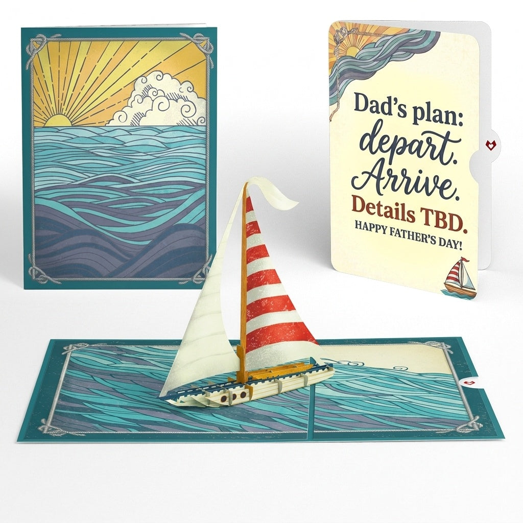 Sailboat on the Horizon Father's Day Pop-Up Card and Details TBD Sentiment Set for Dad