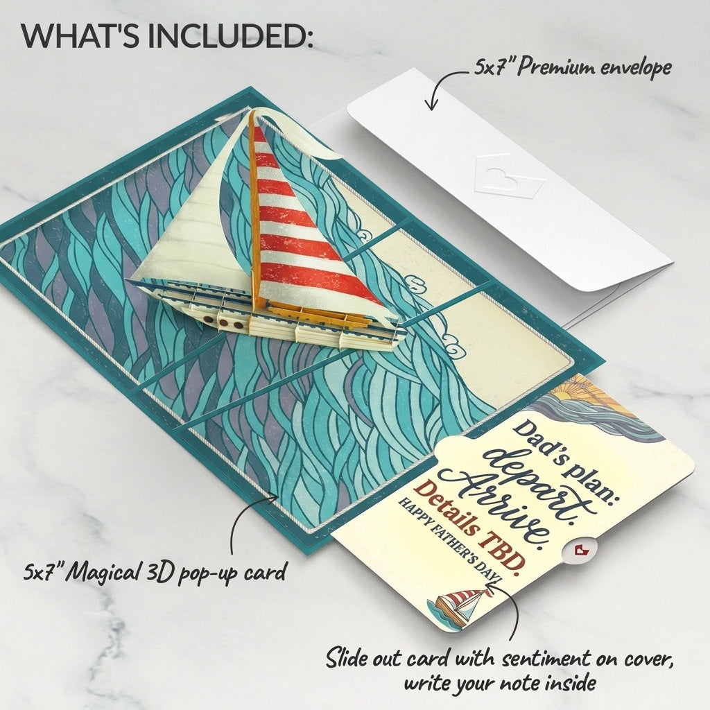 Sailboat on the Horizon Father's Day Pop-Up Card and Details TBD Sentiment Set for Dad