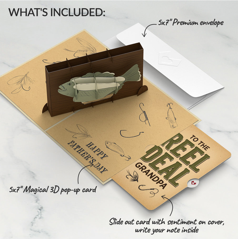 Reel Kick-Bass Dad Father's Day Pop-Up Card and Sentiment Set for Grandfather