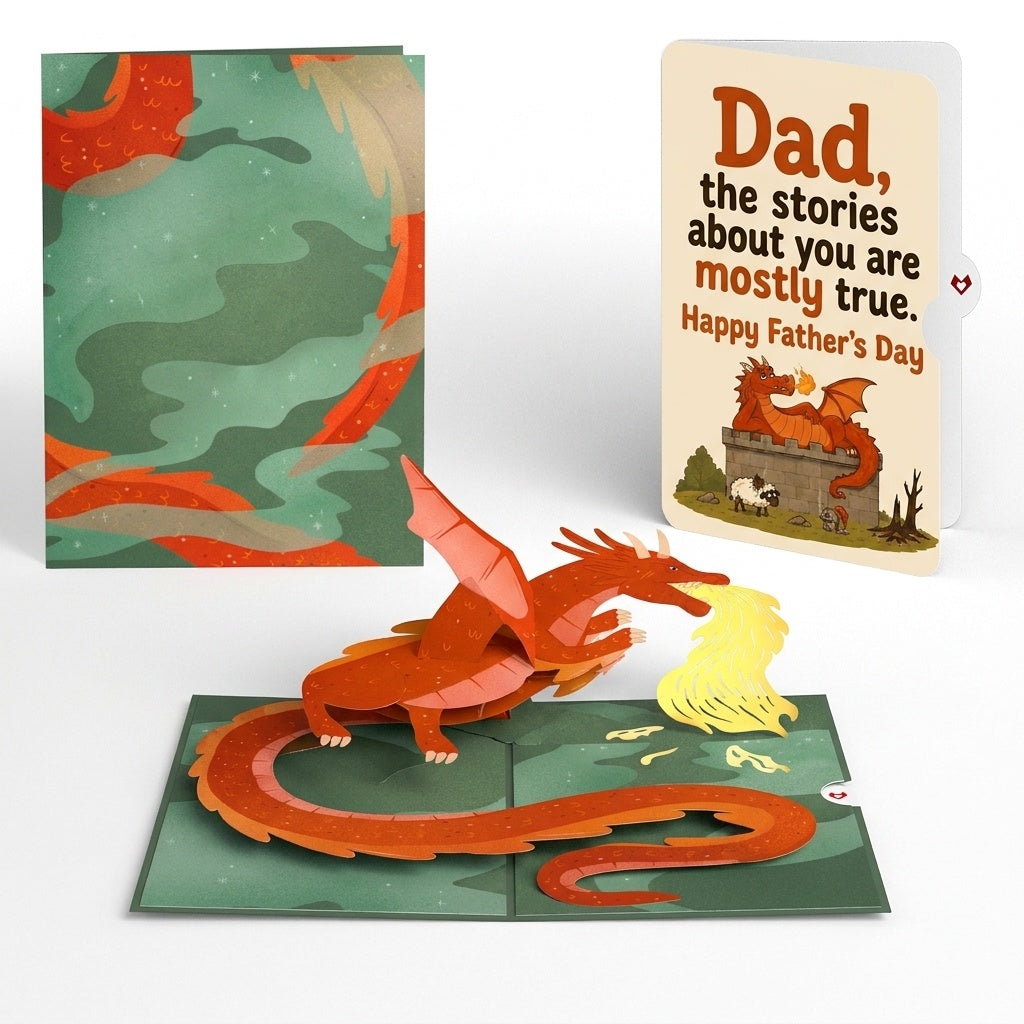 Fire-Breathing Dragon Father's Day Pop-Up Card and True Stories Sentiment Set for Dad