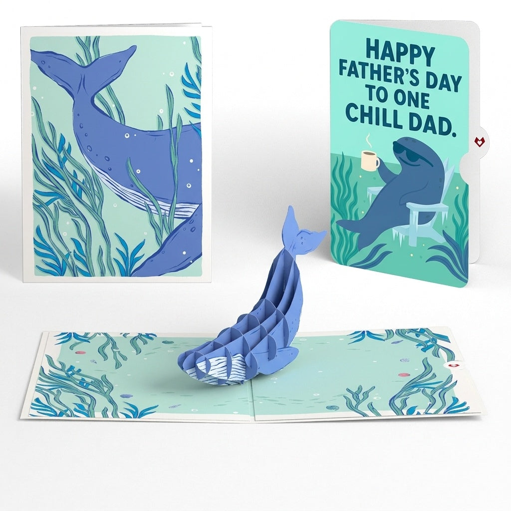Whale Beneath the Waves Father's Day Pop-Up Card and Sentiment Set for Dad