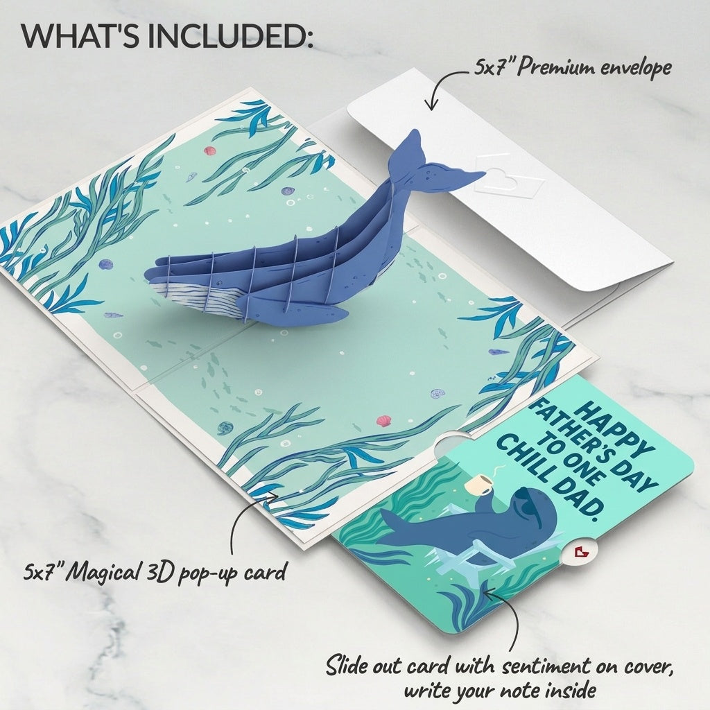 Whale Beneath the Waves Father's Day Pop-Up Card and Sentiment Set for Dad