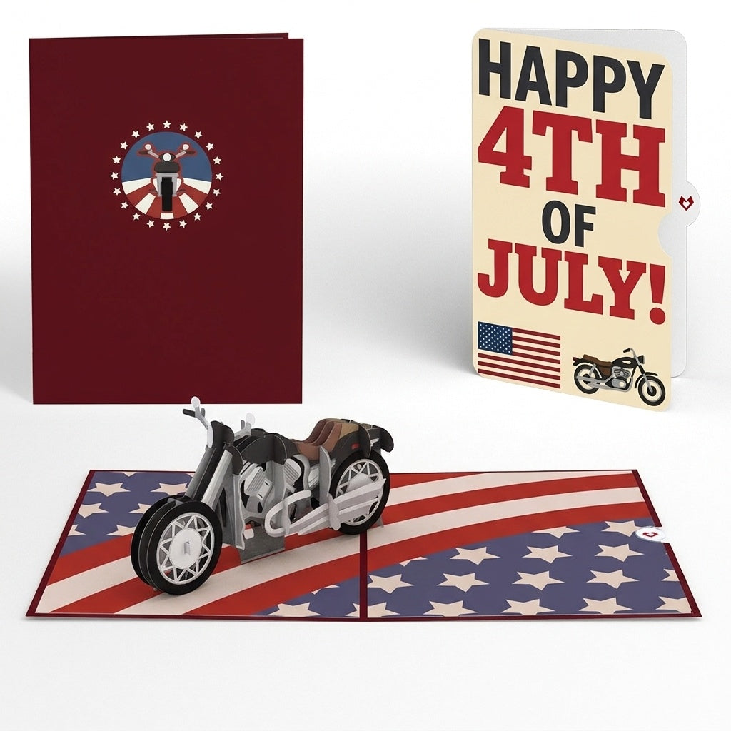 American Motorcycle 4th of July Pop-Up Card and Sentiment Set