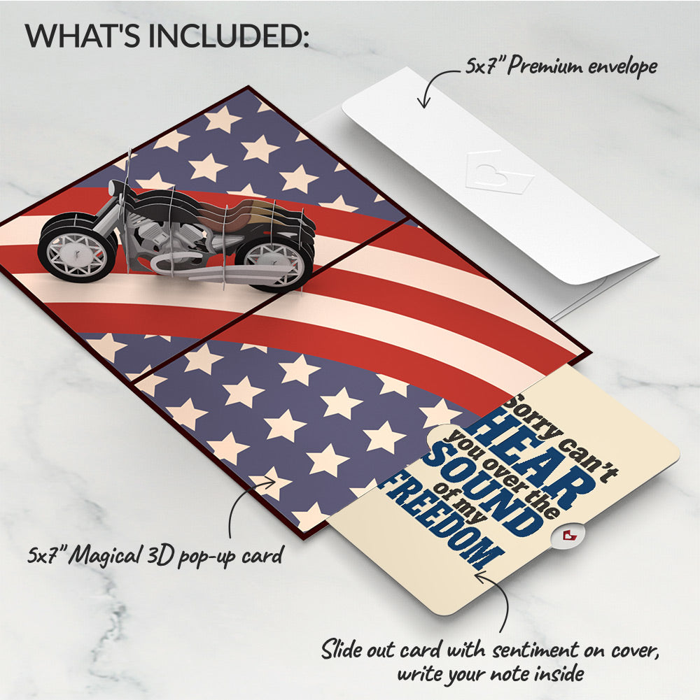 American Motorcycle Americana Pop-Up Card and Sound of Freedom Sentiment Set