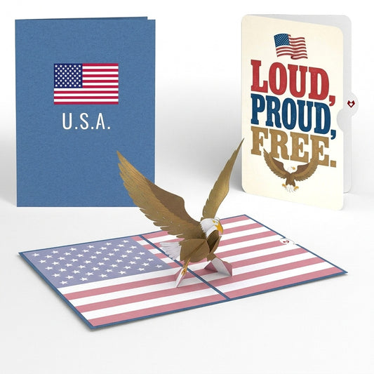 Patriotic Eagle 4th of July Pop-Up Card and Loud Proud Free Sentiment Set