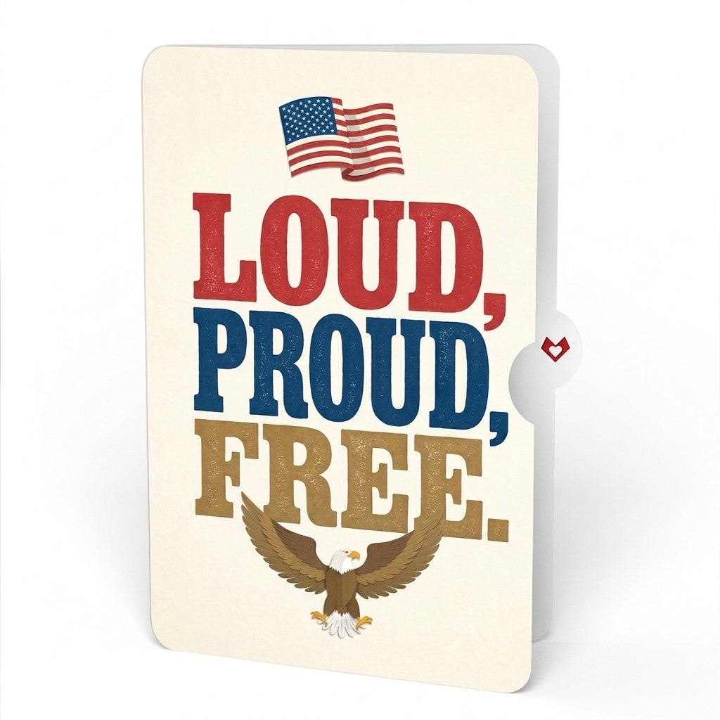 Patriotic Eagle 4th of July Pop-Up Card and Loud Proud Free Sentiment Set