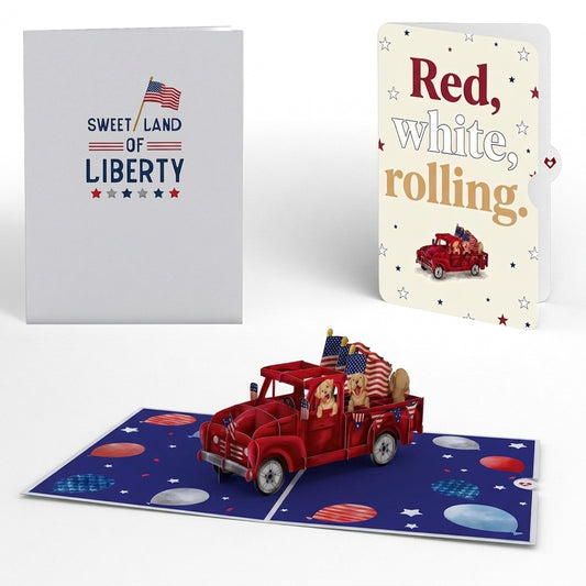 Americana Truck 4th of July Pop-Up Card and Sentiment Set