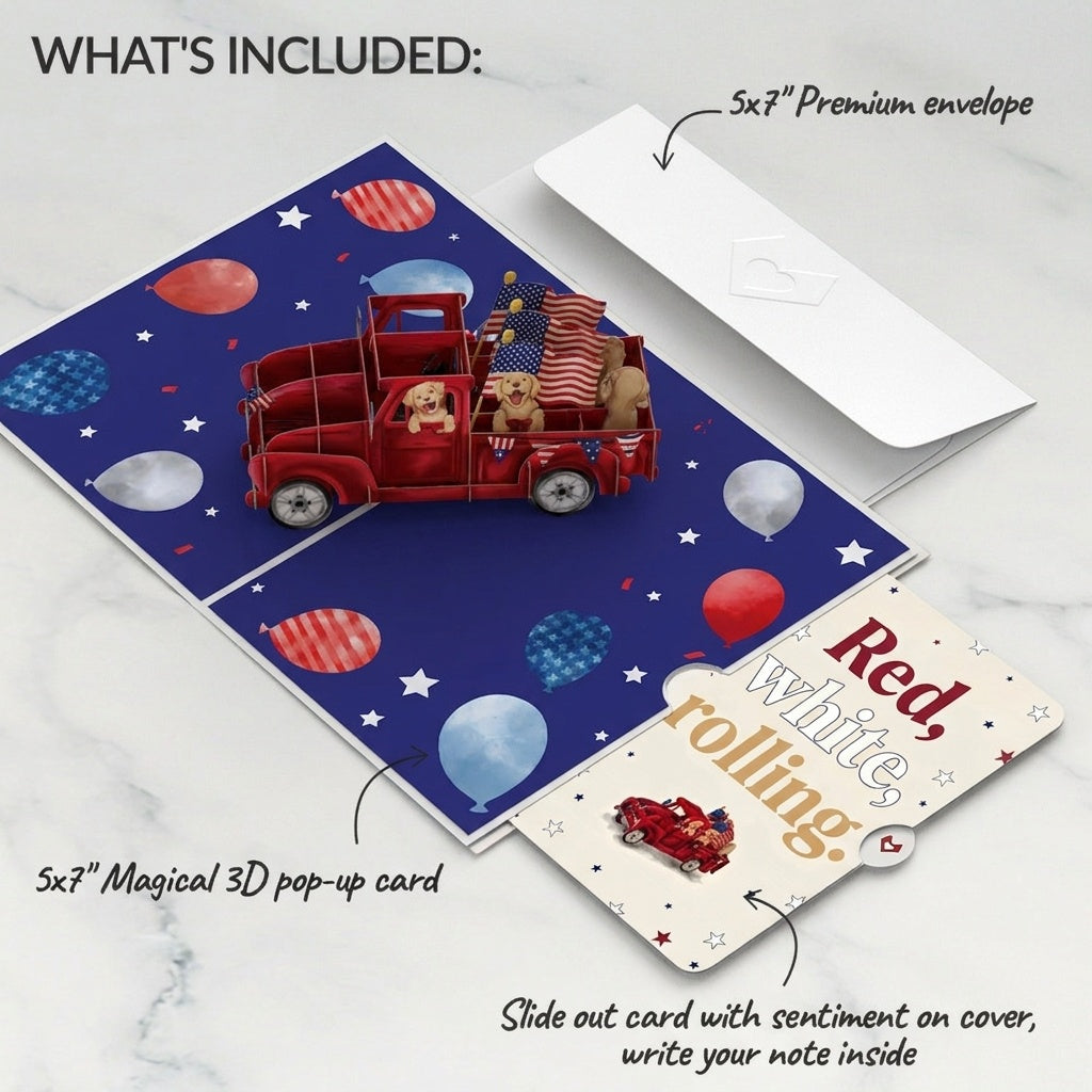 Americana Truck 4th of July Pop-Up Card and Sentiment Set